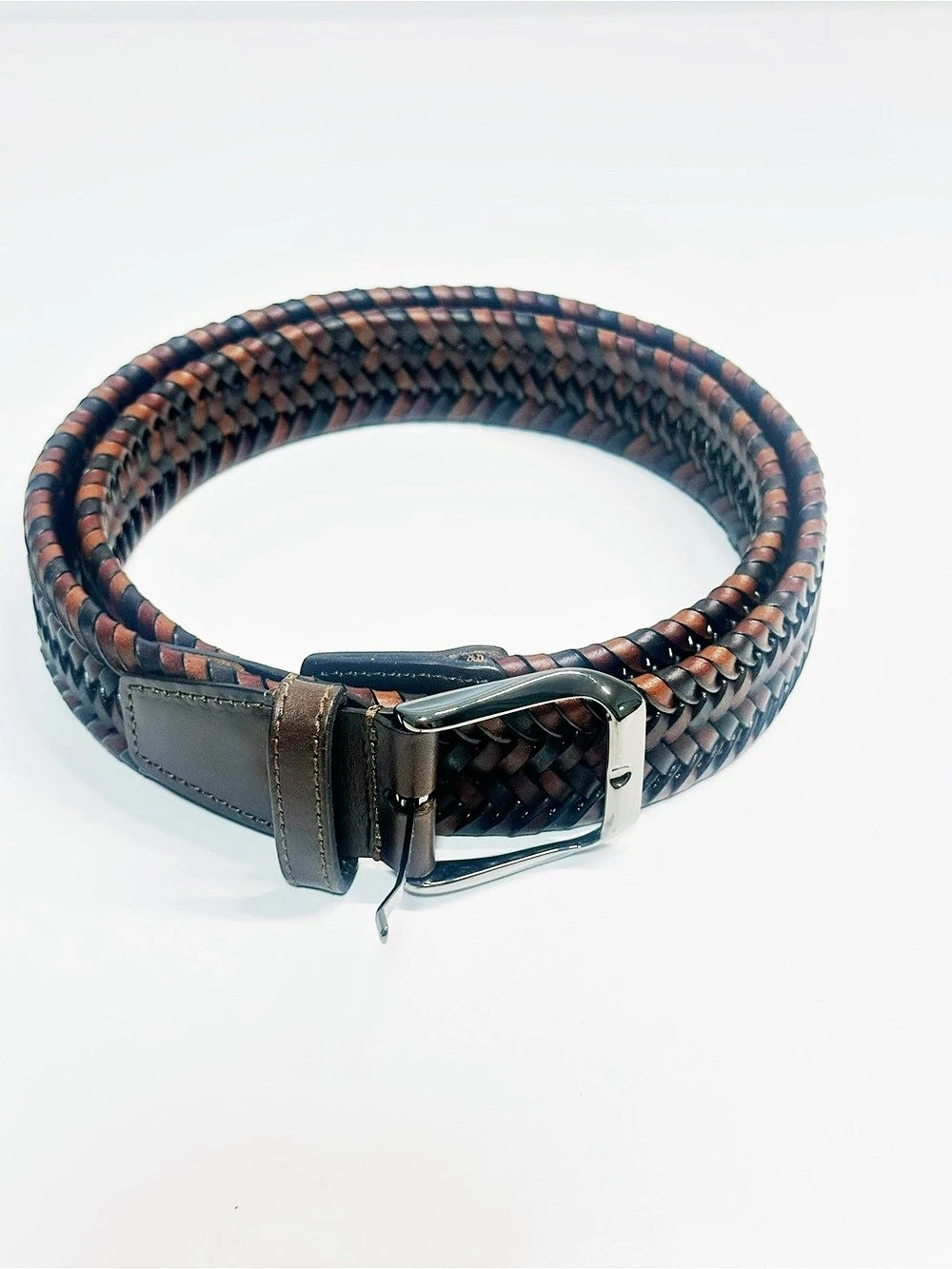 Italy 100% genuine leather Braided Leather Belt in Brown & Black